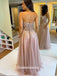 Blush Sweetheart Strapless Rhinestone Beads A-line Tulle Evening Gowns Prom Dresses, WGP229