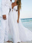 Unique Sexy Simple Casual Cheap White Beach Wedding Dresses, WD309