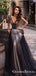 Gorgeous Charming V-neck Sleeveless Black Tulle Appliqued Long Cheap Mermaid Prom Dresses, PDS0013