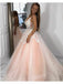 Blush Pink Lace Applique Ball Gown Long Ball Gowns Short Prom Dresses, QB0298