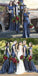 Mermaid Round Neck Backless Dark Blue Sequined Bridesmaid Dresses, QB0802