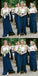 Spaghetti Straps Navy Blue Chiffon Long Cheap Bridesmaid Dresses with Ruffles, QB0014