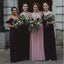 Newest Off-Shoulder Purple Chiffon A-line Long Cheap Bridesmaid Dresses, BDS0126