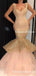 Charming New Arrival Square Neckline Sleeveless Sparkly Champagne Sequin Mermaid Long Cheap Prom Dresses, PDS0029