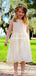 Cute Round Neck Light Champagne Lace A-line Long Cheap Flower Girl Dresses, FGS0024