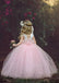 Cheap Tulle Sleeveless Light Pink Princess Ball Gown Flower Girl Dresses, QB0329