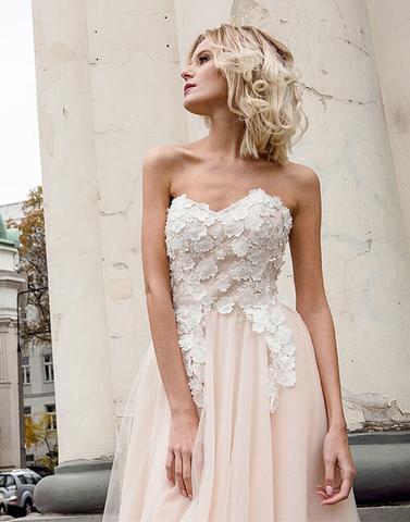 Beautiful Sweetheart Long Cheap Blush Pink Prom Dresses With Applique, QB0656