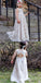 Cute Jewel Open Back Sweep Train Ivory Lace Long Cheap Flower Girl Dresses, QB0102