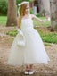 Popular Spaghetti Strap Ivory Tulle A-line Long Cheap Flower Girl Dresses, FGS0013