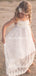 Cute A-Line Scoop Neck White Lace Long Cheap Flower Girl Dresses with Handmade Flower, QB0098