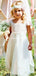 Cute Round Neck Short Sleeves White Long Cheap Flower Girl Dresses with Bow Knot, QB0106