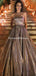 Sweetheart Newest Gold Sequin A-line Long Cheap Prom Dresses, PDS0087