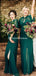 Newest High Neck Short Sleeve Green Chiffon Side Slit Long Bridesmaid Dresses, BDS0110