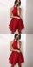 Pretty Halter Sleeveless Cheap Red Short Satin Homecoming Dresses, QB0213