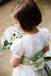 Cute Round Neck Short Sleeves Organza A-line Long Cheap Flower Girl Dresses, FGS0020