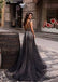 Gorgeous Charming V-neck Sleeveless Black Tulle Appliqued Long Cheap Mermaid Prom Dresses, PDS0013