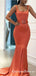 Mermaid Evening Gowns Belt Straps Orange Red Long Prom Dresses, QB0779