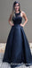 Cheap Black Beaded Long A-line Formal Ball Gown Prom Dresses, QB0604