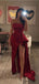 Sexy Red Strapless High Slit Sleeveless Long Evening Dresses Prom Dresses, QB0652