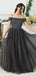 Black Long Off The Shoulder Beading Evening Party Prom Dresses , QB0613