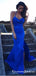 V Neck with Spaghetti Strap Side Split Sexy Long Mermaid Prom Dresses, QB0663