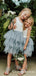 New Arrival Round Neck Navy Blue Tulle A-line Long Cheap Flower Girl Dresses, FGS0014