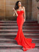 Elegant Red Jersey Sweetheart Long Mermaid Prom Dresses, QB0694