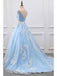 Princess Prom Dresses A-line V-neck Sky Blue Off the Shoulder Quinceanera Dresses, QB0299