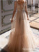 New Arrival Long Sleeves Sexy Deep V-neck Tulle Long Cheap A-line Formal Evening Prom Dresses, QB0972