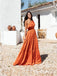 Hot Selling One Shoulder Sleeveless Organe Satin Chiffon Long Cheap Aline Summer Evening Prom Dresses, QB0962