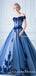 Ball Gown Off the Shoulder Lace Appliqued Long Prom Dresses, QB0318