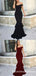 Mermaid Off-the-Shoulder Black Stretch Satin Evening Prom Dresses, QB0576