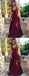 2019 Simple Maroon Halter A-line Long Evening Prom Dresses, QB0410