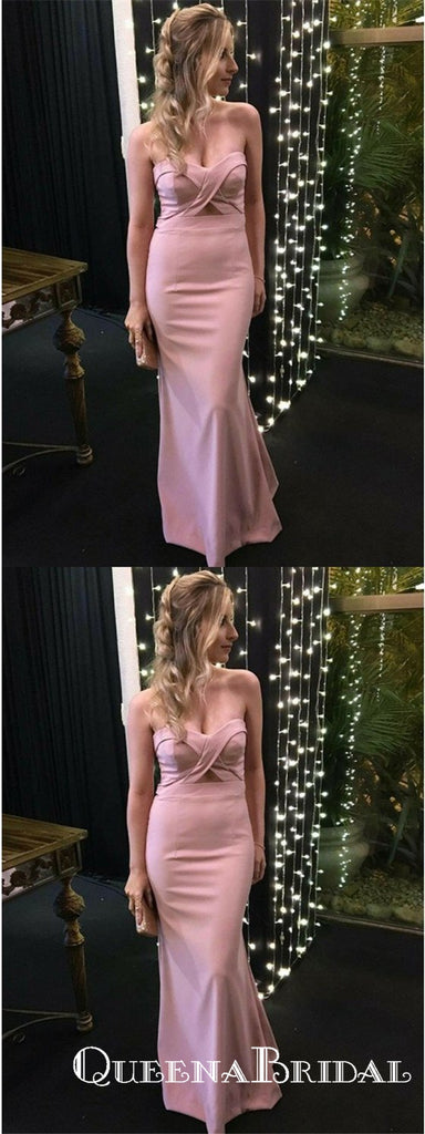 Sheath Sweetheart Neck Sleeveless Pink Floor Length Prom Dresses, QB0740