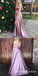 Simple Pink Spaghetti Strap Long Cheap Prom Dresses with Cross Back, QB0664