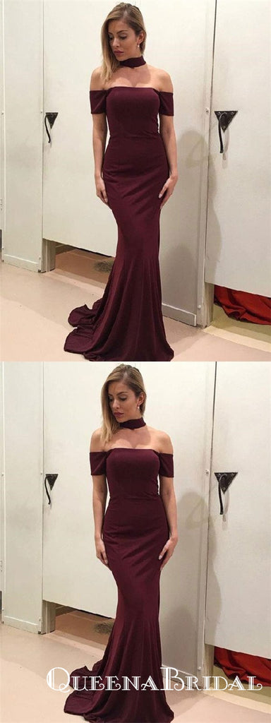 Charming Off the Shoulder Mermaid Long Prom Dresses for Women, QB0596