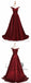 A-line/Princess Off the Shoulder Burgundy Long Prom Dresses, QB0306