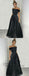 Princess Off the Shoulder Black Satin Long Simple Prom Dresses, QB0347