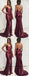 Gold Mermaid Prom Dresses with Slit Backless Formal Dresses, QB0342