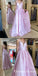 Simple Cheap Spaghetti Straps Bowknot Long Pink Prom Dresses, QB0640