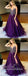 Purple Spaghetti Straps Side Slit Heavily Beaded Long Evening Prom Dresses, QB0380