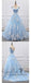 Princess Prom Dresses A-line V-neck Sky Blue Off the Shoulder Quinceanera Dresses, QB0299