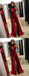 Simple Burgundy Halter Side Slit Long Cheap Evening Prom Dresses, QB0393