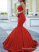 Simple Cheap Red Mermaid Long Evening Prom Dresses, QB0459