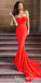 Elegant Red Jersey Sweetheart Long Mermaid Prom Dresses, QB0694