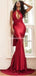 Sexy One Shoulder Red Satin Mermaid Long Cheap Bridesmaid Dresses, BDS0123