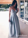 Simple Spaghetti Strap Satin Dusty Blue Long Cheap Prom Dresses, QB0575