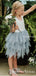 New Arrival Round Neck Navy Blue Tulle A-line Long Cheap Flower Girl Dresses, FGS0014