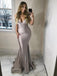 Silver Grey Sexy Mermaid Formal Dresses Spaghetti Strap V Neck Prom Dresses, QB0314