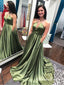 Simple Halter Long Elastic Satin Cheap Prom Dresses with Keyhole, QB0614